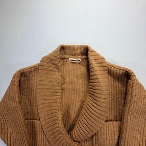 Anthropologie Brown Shawl Collar Chunky Knit Cardigan Sweater Woman's Medium